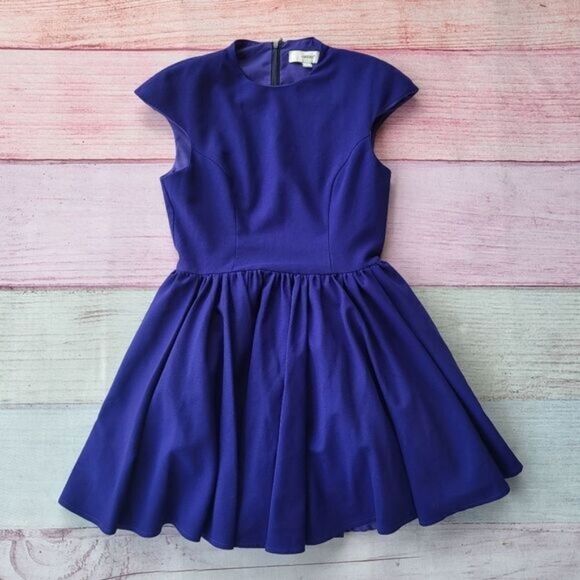 Cameo Cobalt‎ Blue Mountain Dew Cap Sleeve Fit & Flare Mini Party Dress Size S - Picture 2 of 6